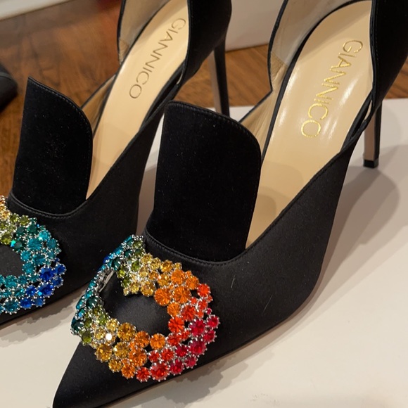 NIB Giannico Daphne Black Crystal Pumps 7 - Picture 3 of 5